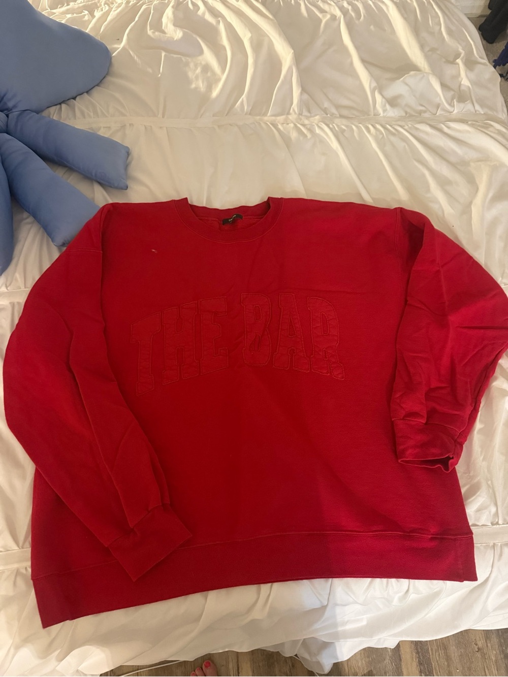 The Bar Red Crewneck Sweatshirt with Embossed Logo
